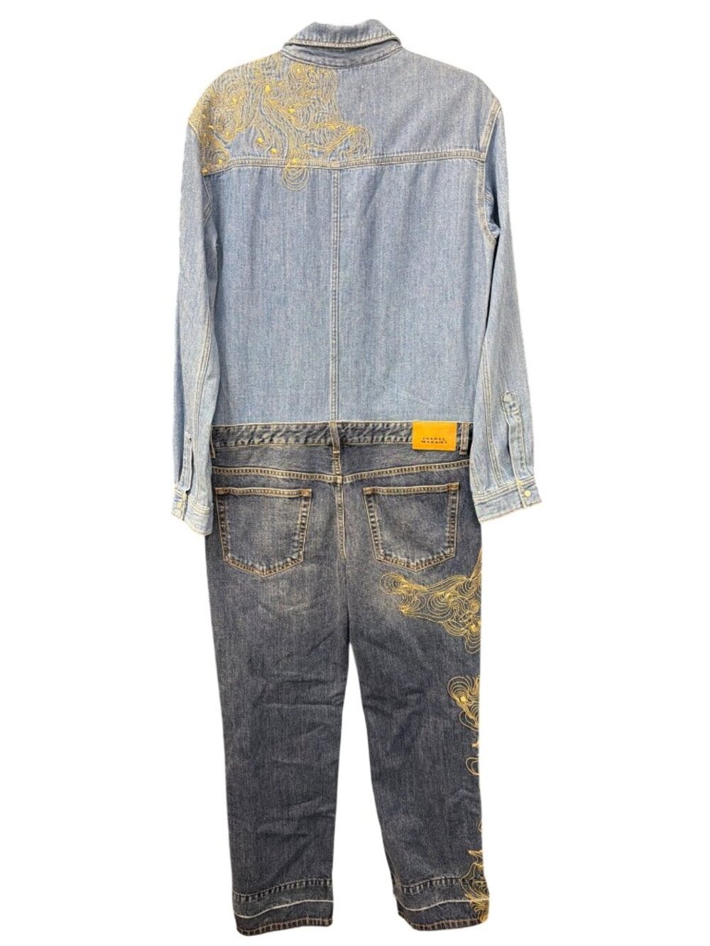 Isabel Marant Imane Embroidered Denim Jumpsuit Size 40 US 8 Large New - Picture 10 of 13